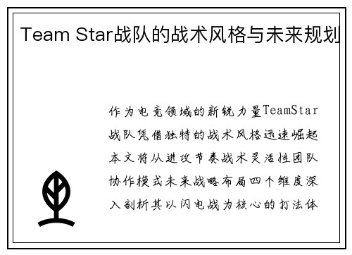 Team Star战队的战术风格与未来规划